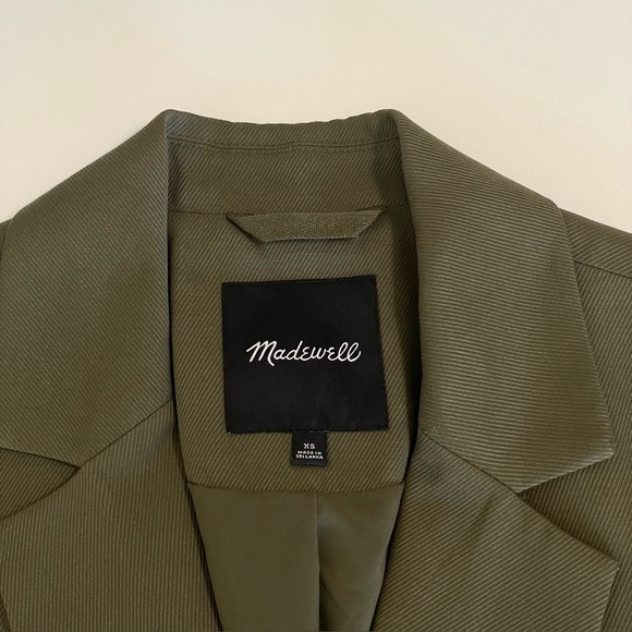 Madewell Drapeweave Caldwell Double Breasted Blazer Jacket Kale Green XS - Picture 15 of 16